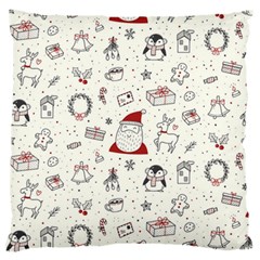 Cute Christmas Doodles Seamless Pattern Large Cushion Case (two Sides)