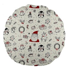 Cute Christmas Doodles Seamless Pattern Large 18  Premium Round Cushions