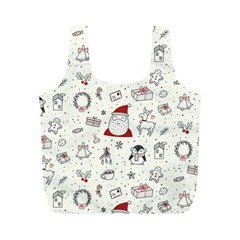 Cute Christmas Doodles Seamless Pattern Full Print Recycle Bag (M)