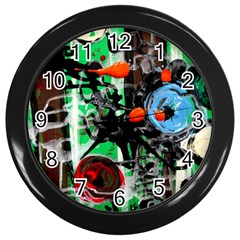 Dots And Stripes 1 1 Wall Clock (black) by bestdesignintheworld