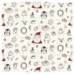 Cute Christmas Doodles Seamless Pattern Wooden Puzzle Square