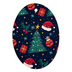 Colorful Funny Christmas Pattern Ornament (oval) by Vaneshart
