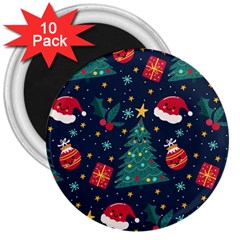 Colorful Funny Christmas Pattern 3  Magnets (10 pack) 