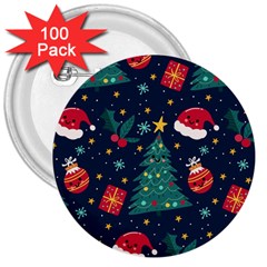 Colorful Funny Christmas Pattern 3  Buttons (100 pack) 