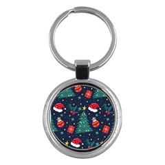 Colorful Funny Christmas Pattern Key Chain (Round)