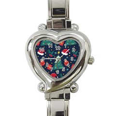 Colorful Funny Christmas Pattern Heart Italian Charm Watch