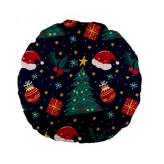 Colorful Funny Christmas Pattern Standard 15  Premium Round Cushions