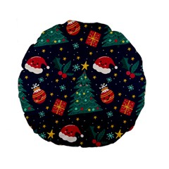 Colorful Funny Christmas Pattern Standard 15  Premium Flano Round Cushions by Vaneshart