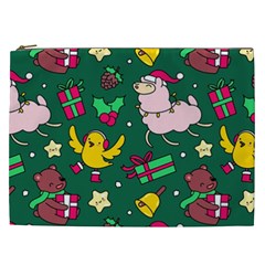 Funny Decoration Christmas Pattern Background Cosmetic Bag (xxl)
