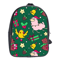 Funny Decoration Christmas Pattern Background School Bag (xl)