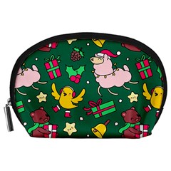 Funny Decoration Christmas Pattern Background Accessory Pouch (large) by Vaneshart