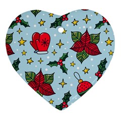 Colorful Funny Christmas Pattern Heart Ornament (two Sides) by Vaneshart