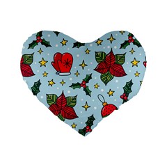 Colorful Funny Christmas Pattern Standard 16  Premium Flano Heart Shape Cushions