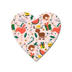 Colorful Funny Christmas Pattern Heart Magnet by Vaneshart