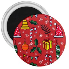 Colorful Funny Christmas Pattern 3  Magnets