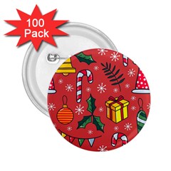 Colorful Funny Christmas Pattern 2 25  Buttons (100 Pack)  by Vaneshart