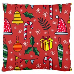 Colorful Funny Christmas Pattern Large Flano Cushion Case (one Side) by Vaneshart