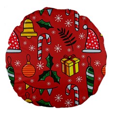 Colorful Funny Christmas Pattern Large 18  Premium Flano Round Cushions by Vaneshart