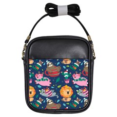 Funny Animal Christmas Pattern Girls Sling Bag