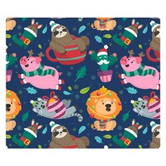 Funny Animal Christmas Pattern Double Sided Flano Blanket (small) 