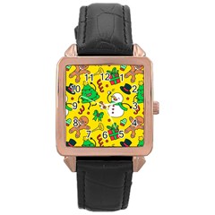 Funny Decoration Christmas Pattern Rose Gold Leather Watch  by Vaneshart