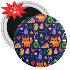 Colorful Funny Christmas Pattern 3  Magnets (10 Pack)  by Vaneshart