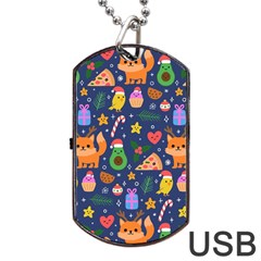 Colorful Funny Christmas Pattern Dog Tag Usb Flash (one Side)