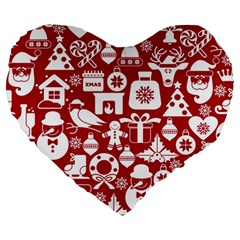 Christmas Seamless Pattern Icons Large 19  Premium Heart Shape Cushions
