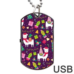 Colorful Funny Christmas Pattern Dog Tag Usb Flash (one Side)