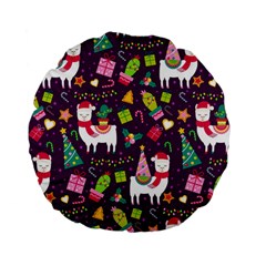 Colorful Funny Christmas Pattern Standard 15  Premium Flano Round Cushions by Vaneshart
