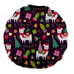 Colorful Funny Christmas Pattern Large 18  Premium Flano Round Cushions