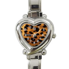 Leopard Skin Pattern Background Heart Italian Charm Watch