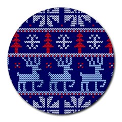 Knitted Christmas Pattern Round Mousepads