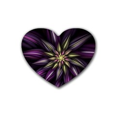 Fractal Flower Floral Abstract Rubber Coaster (heart)  by HermanTelo