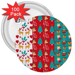 Funny Christmas Pattern 3  Buttons (100 Pack)  by Vaneshart