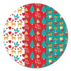 Funny Christmas Pattern Magnet 5  (round) by Vaneshart