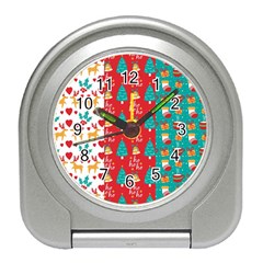 Funny Christmas Pattern Travel Alarm Clock by Vaneshart