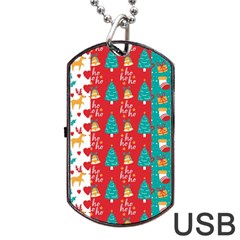 Funny Christmas Pattern Dog Tag Usb Flash (two Sides)