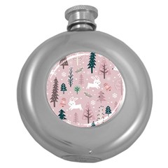 Winter Season Seamless Pattern Decoration Round Hip Flask (5 Oz) by Vaneshart
