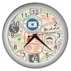 Christmas Postal Pattern Wall Clock (silver)