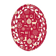 Christmas Pattern Background Ornament (oval Filigree)