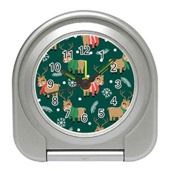 Cute Christmas Pattern Doodl Travel Alarm Clock by Vaneshart