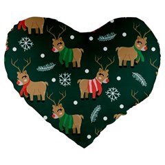 Cute Christmas Pattern Doodl Large 19  Premium Heart Shape Cushions by Vaneshart