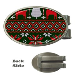 Christmas Pattern Knitted Design Money Clips (oval) 