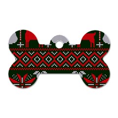 Christmas Pattern Knitted Design Dog Tag Bone (one Side) by Vaneshart