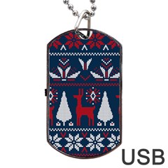 Knitted Christmas Pattern Dog Tag Usb Flash (one Side)
