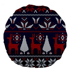 Knitted Christmas Pattern Large 18  Premium Round Cushions