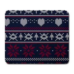 Beautiful Knitted Christmas Pattern Large Mousepads