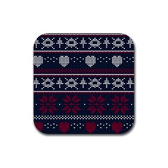 Beautiful Knitted Christmas Pattern Rubber Coaster (square) 