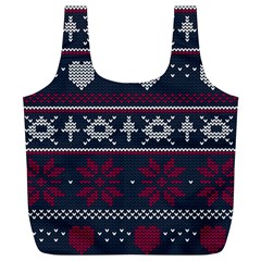 Beautiful Knitted Christmas Pattern Full Print Recycle Bag (xl) by Vaneshart